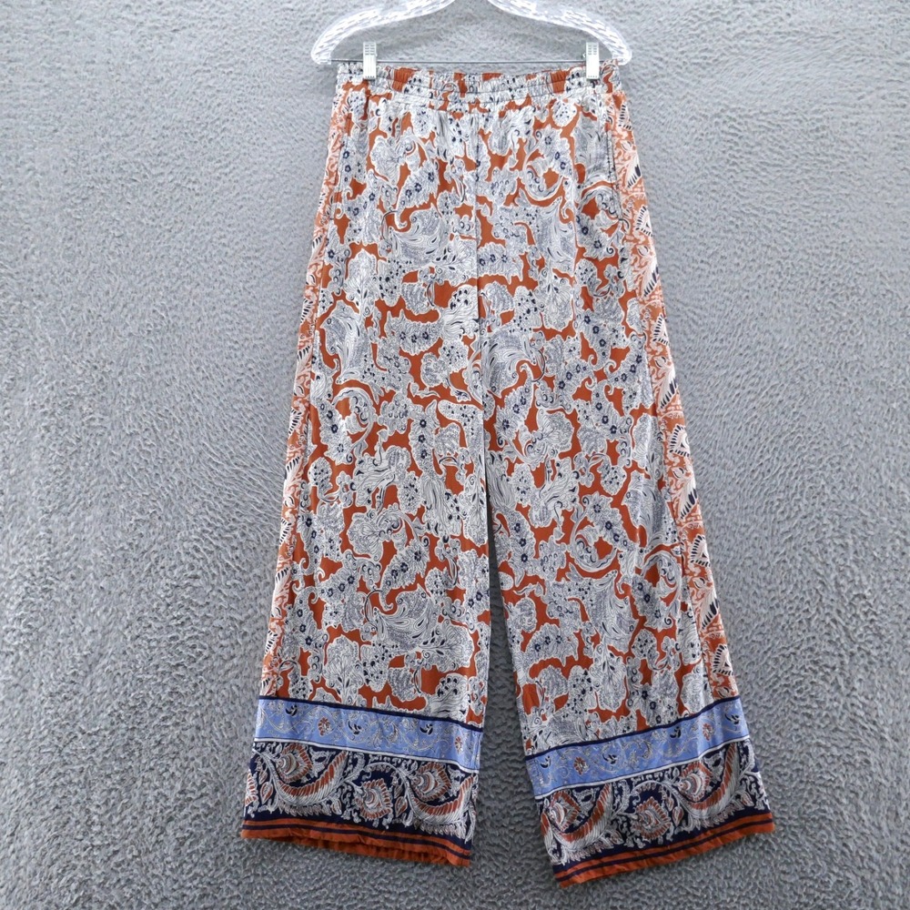 Hei Hei Anthropologie‎ Womens Small Orange Blue Paisley Wide Leg Rayon Pants